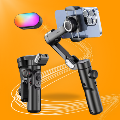 Ultimate Vlog Buddy - Professional Smartphone Gimbal with Fill Light – Face Tracking for Vlogging & TikTok